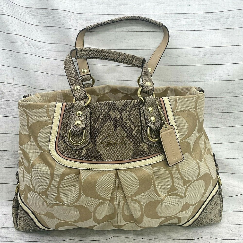 Coach Signature Ashley Spectator Reptile Print Carryall Shoulder Bag F24889